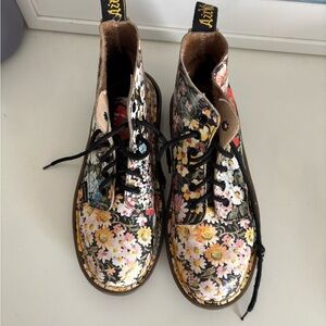 Dr. Martens Women's Floral Combat Boots - Black and Multicolor
